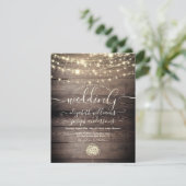 Natural Rustic Wood & White Lights String bruiloft Kaart (Staand voorkant)