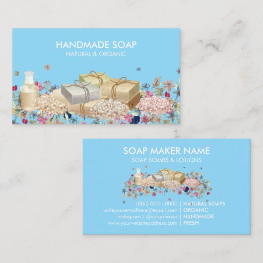 Natural Soaps blauw Visitekaartje (Voorkant / Achterkant)