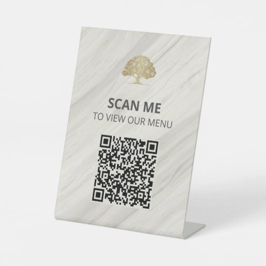 Natural Spa-scanmenu QR-code Reclamebord Met Voetstuk (Voorkant)