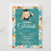 Natural Steel Blue Overlay Wildflower Afstuderen Kaart (Voorkant)