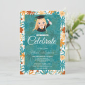 Natural Steel Blue Overlay Wildflower Afstuderen Kaart (Staand voorkant)