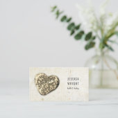 Natural Stone Pebble Heart Rustic Visitekaartje (Staand voorkant)