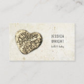 Natural Stone Pebble Heart Rustic Visitekaartje (Voorkant)
