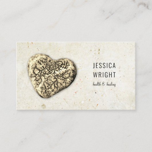 Natural Stone Pebble Heart Rustic Visitekaartje (Voorkant)