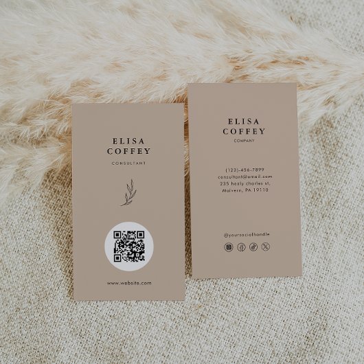 Natural Texture Earth Tone Minimalist Consultant Visitekaartje