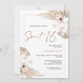 Natural Tones Boho Pampas Grass Sweet 16 Birthday Kaart (Voorkant)