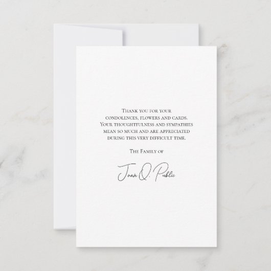 Natural Tree at Sunrise Funeral Memorial Sympathy Bedankkaart (Achterkant)