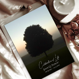 Natural Tree Sunrise viering van het leven begrafe Kaart