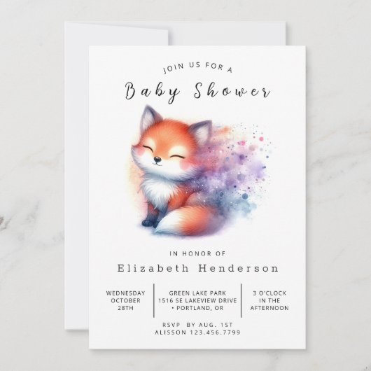 Natural Vibes Design Fox Baby shower Kaart (Voorkant)