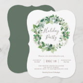 Natural Warm Holiday Party Wreatitation Invitation Kaart (Voorkant / Achterkant)