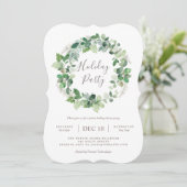 Natural Warm Holiday Party Wreatitation Invitation Kaart (Staand voorkant)