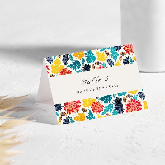 Natural Watercolor Sunflowers Wedding Place Card Kaart