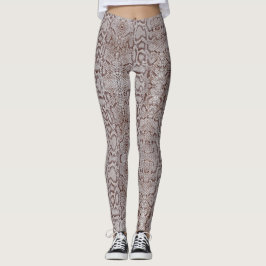 Natural White Brown Anaconda Snakeskin Leggings