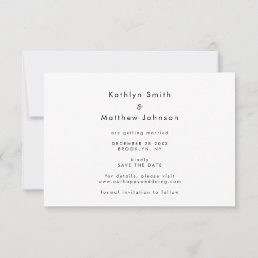 Natural White Elegant Script Modern Photo Wedding Save The Date (Achterkant)
