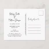 Natural White Fun Script Modern Photo Weddenschap  Aankondigingskaart (Achterkant)