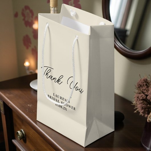 Natural White Minimalist Bridal Shower Thank You Klein Cadeauzakje