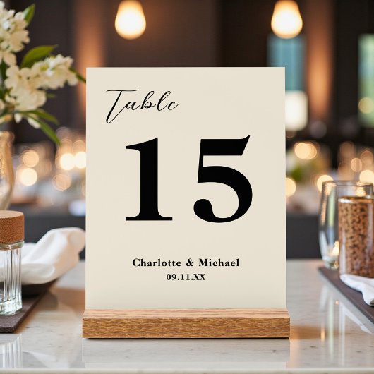 Natural White Minimalist Wedding Table Number Acryl Bord
