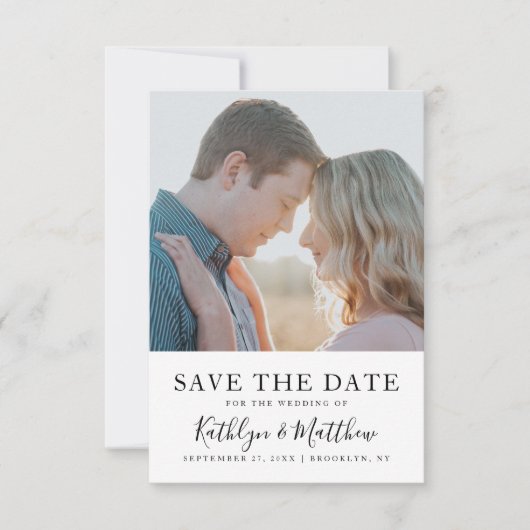 Natural White Modern Typography Photo Wedding Save The Date (Voorkant)