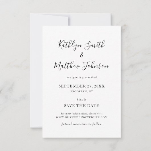Natural White Modern Typography Photo Wedding Save The Date (Achterkant)