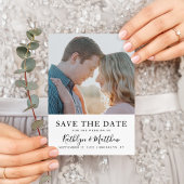 Natural White Modern Typography Photo Wedding Save The Date