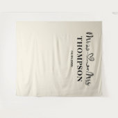 Natural White | Mr and Mrs Elegant Simple Backdrop Wandkleed (Voorkant (horizontaal))