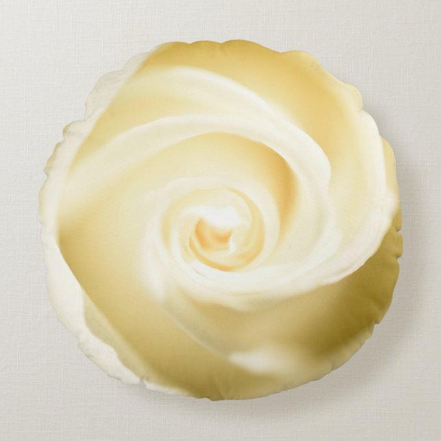 Natural White Rose Print Round Pillow Rond Kussen (Voorkant)