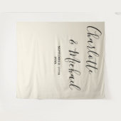 Natural White Script Minimalist Wedding Backdrop Wandkleed (Voorkant (horizontaal))