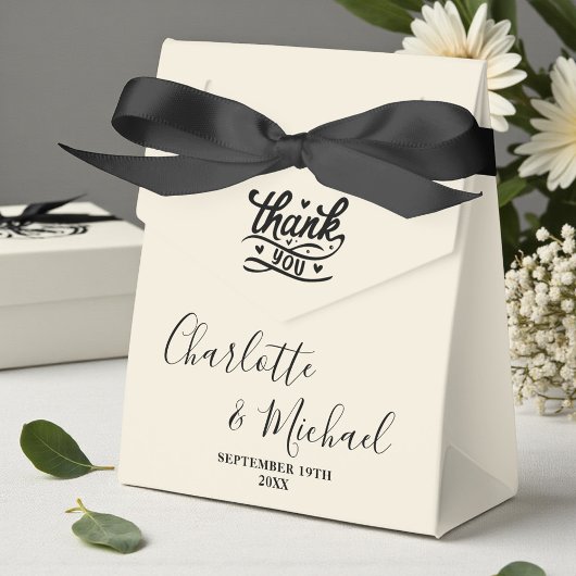 Natural White Script Minimalist Wedding Bedankdoosjes