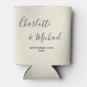 Natural White Script Minimalist Wedding Blikjeskoeler (Voorkant)