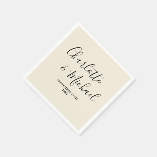 Natural White Script Minimalist Wedding Servet (Hoek)