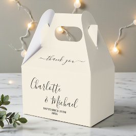 Natural White Script Minimalist Wedding Thank You Bedankdoosjes