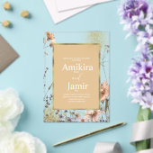 Natural Wildflowers Bohemian Wedding Acryl Uitnodigingen (Insitu (Huwelijk))
