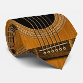 Natural Wood Acoustic Guitar Music Stropdas (Opgerold)