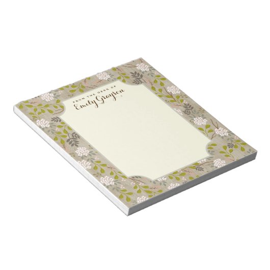 Natural Woodland Floral Personalized Notepad Notitieblok (Schuin)