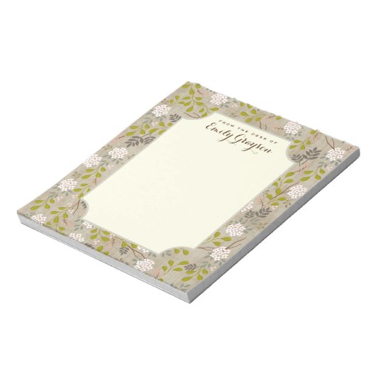 Natural Woodland Floral Personalized Notepad Notitieblok (Linkerzijde)