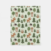 Natural Woodland Friends Baby Animals Trees Fleece Deken (Voorkant)