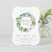 Natural Wreath Holiday Party Uitnodiging (Staand voorkant)