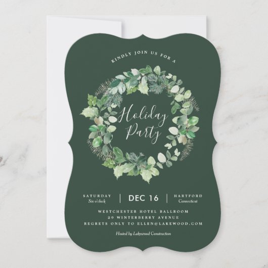 Natural Wreath Holiday Party Uitnodiging (Voorkant)