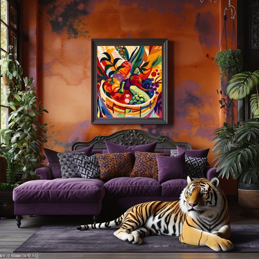 Naturaleza Muerta: Frutas en Estilo Favista. Canvas Afdruk