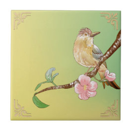  Naturalist Schilderij Tuinbloemen & Vogels Tegeltje