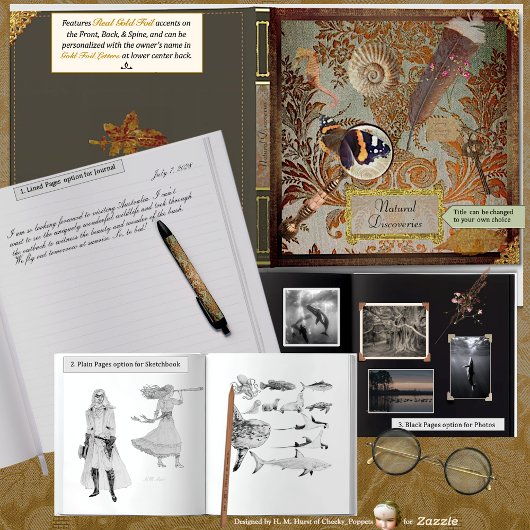 Naturalist Sketch/Photo Foil Journal - Roségoud Gastenboek