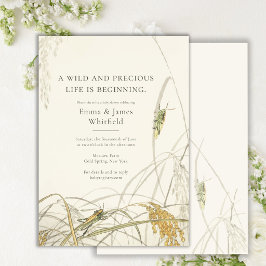 Naturalistische Sprinkhaan Botanische Baby Shower Kaart