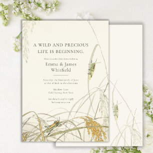 Naturalistische Sprinkhaan Botanische Baby Shower Kaart