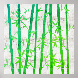 Naturals Abstract Groen Bamboe Rustiek Poster