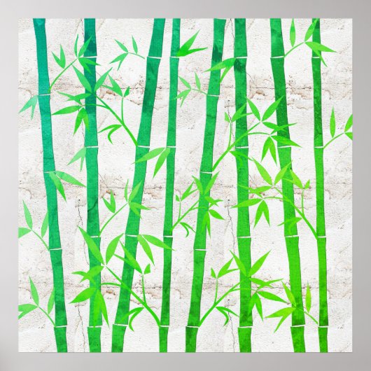 Naturals Abstract Groen Bamboe Rustiek Poster (Voorkant)