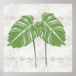 Naturals Abstract Monstera Leaves Rustic Poster