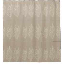 Naturals Abstract Palm Leaves Linen Cream Douchegordijn