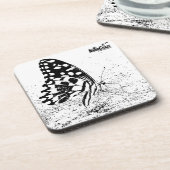 NaturCraze (B&W) Butterfly Hard Plastic onderzette Bier Onderzetter (Linkerzijde)