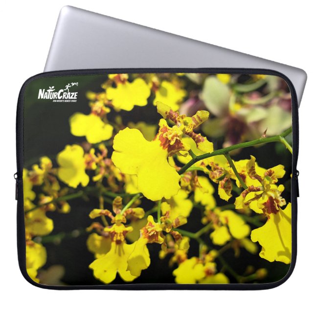 NaturCraze Gele Orchidee Bloemen Laptop Mouw Sleeve (Voorkant)