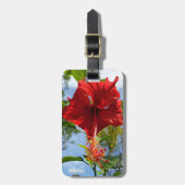 NaturCraze Red Hibiscus tweezijdig Bagagelabel (Voorkant verticaal)